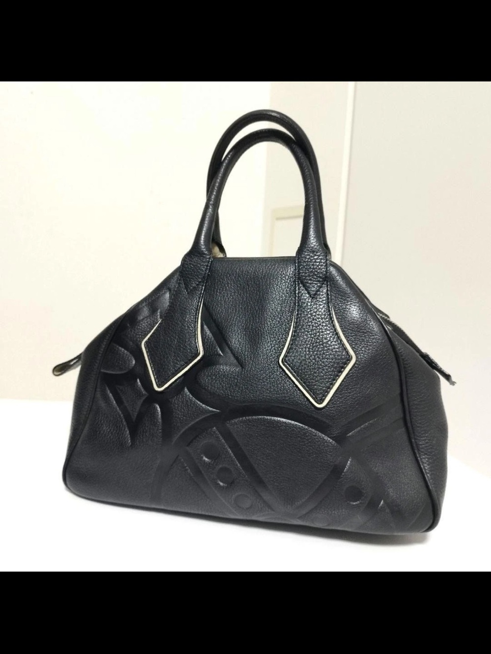 Vivienne Westwood Black Embossed Leather Satchel